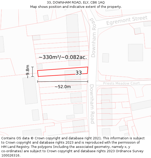 33, DOWNHAM ROAD, ELY, CB6 1AQ: Plot and title map