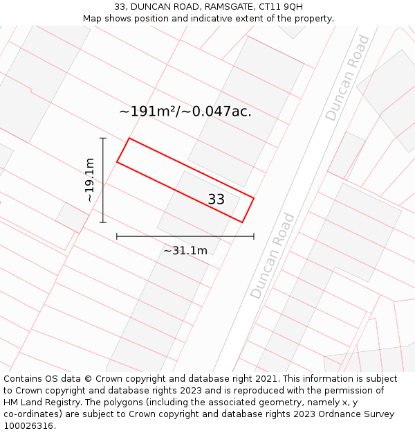 33, DUNCAN ROAD, RAMSGATE, CT11 9QH: Plot and title map