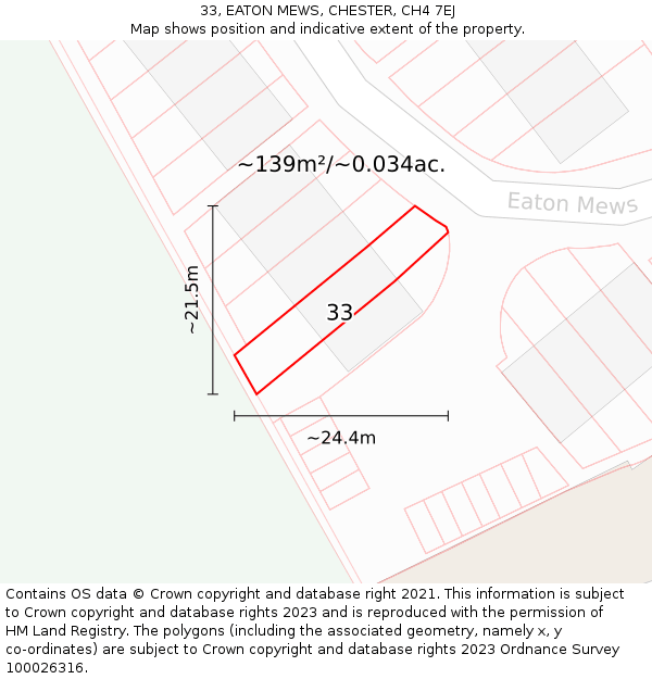 33, EATON MEWS, CHESTER, CH4 7EJ: Plot and title map