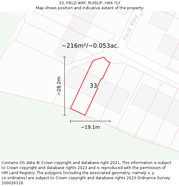 33, FIELD WAY, RUISLIP, HA4 7LY: Plot and title map