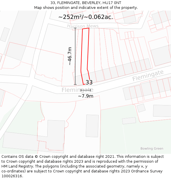 33, FLEMINGATE, BEVERLEY, HU17 0NT: Plot and title map