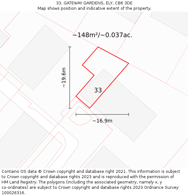 33, GATEWAY GARDENS, ELY, CB6 3DE: Plot and title map