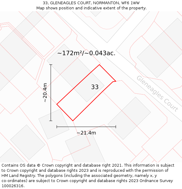 33, GLENEAGLES COURT, NORMANTON, WF6 1WW: Plot and title map
