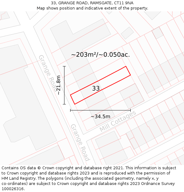 33, GRANGE ROAD, RAMSGATE, CT11 9NA: Plot and title map