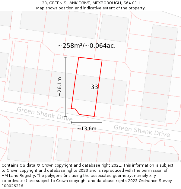 33, GREEN SHANK DRIVE, MEXBOROUGH, S64 0FH: Plot and title map