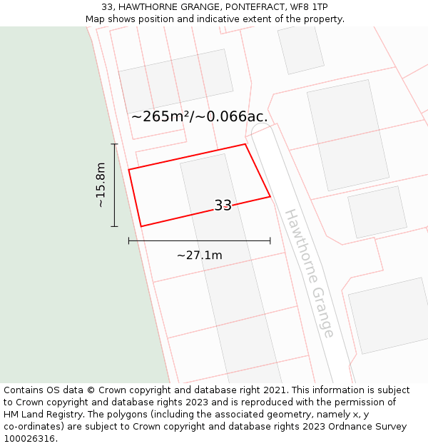33, HAWTHORNE GRANGE, PONTEFRACT, WF8 1TP: Plot and title map