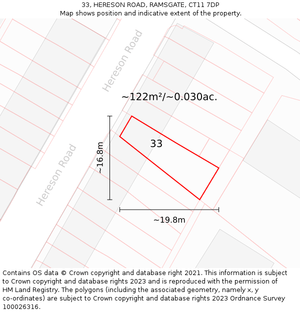33, HERESON ROAD, RAMSGATE, CT11 7DP: Plot and title map