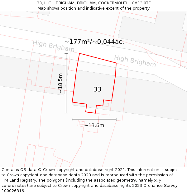 33, HIGH BRIGHAM, BRIGHAM, COCKERMOUTH, CA13 0TE: Plot and title map