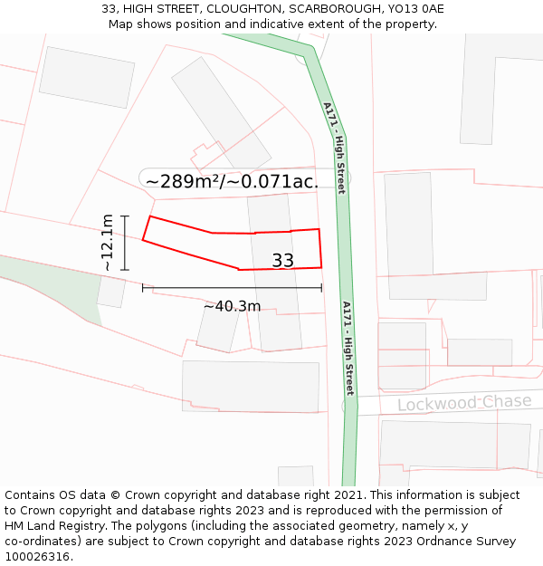 33, HIGH STREET, CLOUGHTON, SCARBOROUGH, YO13 0AE: Plot and title map