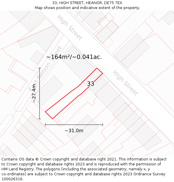 33, HIGH STREET, HEANOR, DE75 7EX: Plot and title map