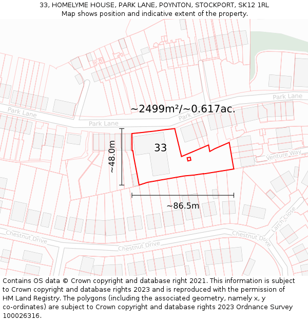 33, HOMELYME HOUSE, PARK LANE, POYNTON, STOCKPORT, SK12 1RL: Plot and title map