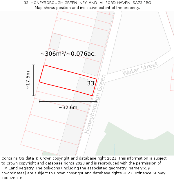 33, HONEYBOROUGH GREEN, NEYLAND, MILFORD HAVEN, SA73 1RG: Plot and title map