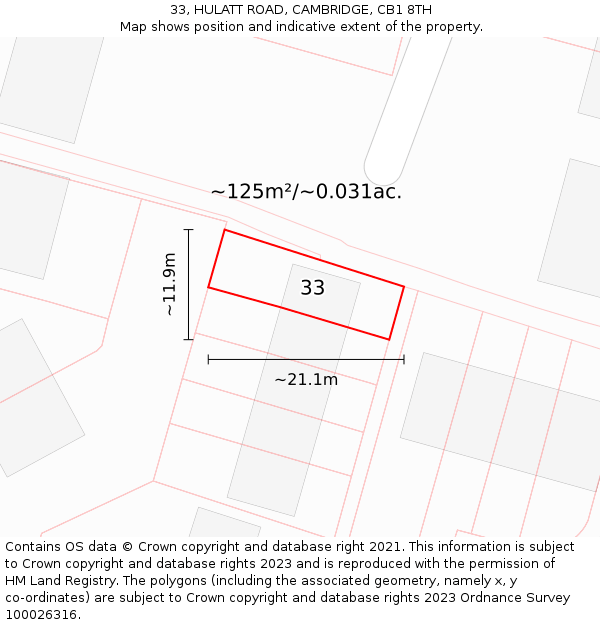 33, HULATT ROAD, CAMBRIDGE, CB1 8TH: Plot and title map