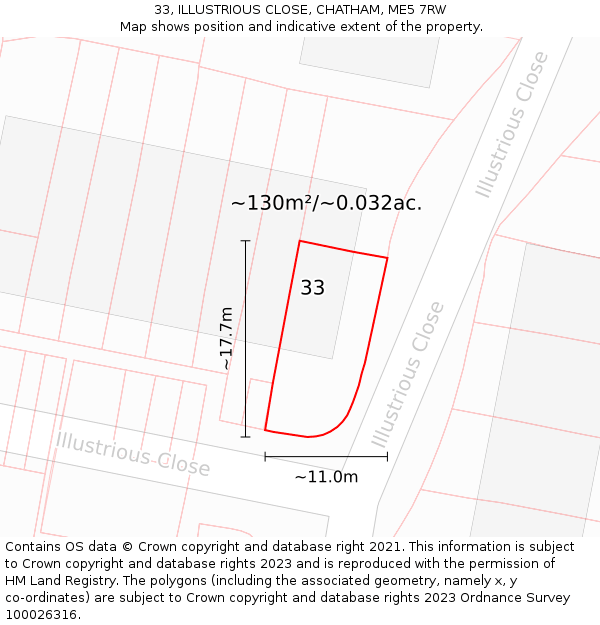 33, ILLUSTRIOUS CLOSE, CHATHAM, ME5 7RW: Plot and title map