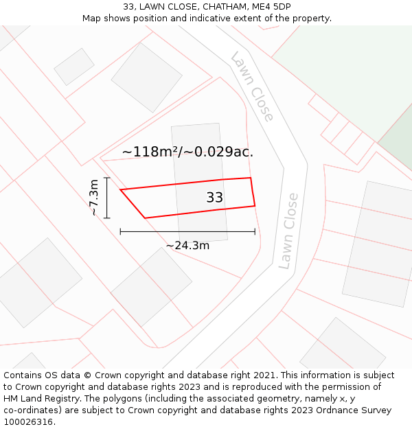 33, LAWN CLOSE, CHATHAM, ME4 5DP: Plot and title map