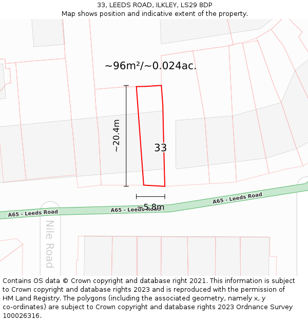 33, LEEDS ROAD, ILKLEY, LS29 8DP: Plot and title map