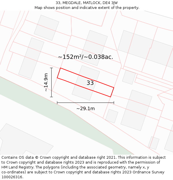 33, MEGDALE, MATLOCK, DE4 3JW: Plot and title map