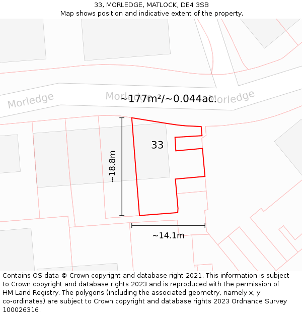 33, MORLEDGE, MATLOCK, DE4 3SB: Plot and title map