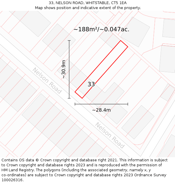 33, NELSON ROAD, WHITSTABLE, CT5 1EA: Plot and title map