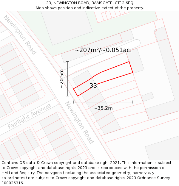 33, NEWINGTON ROAD, RAMSGATE, CT12 6EQ: Plot and title map