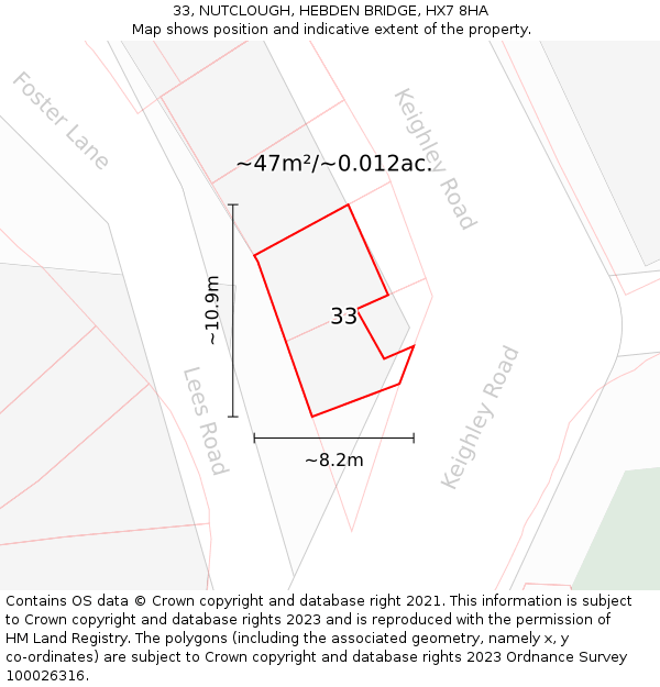 33, NUTCLOUGH, HEBDEN BRIDGE, HX7 8HA: Plot and title map