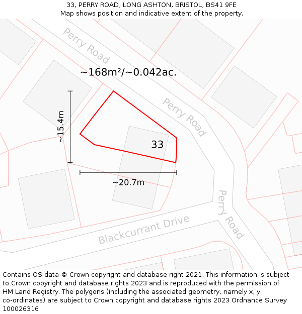 33, PERRY ROAD, LONG ASHTON, BRISTOL, BS41 9FE: Plot and title map