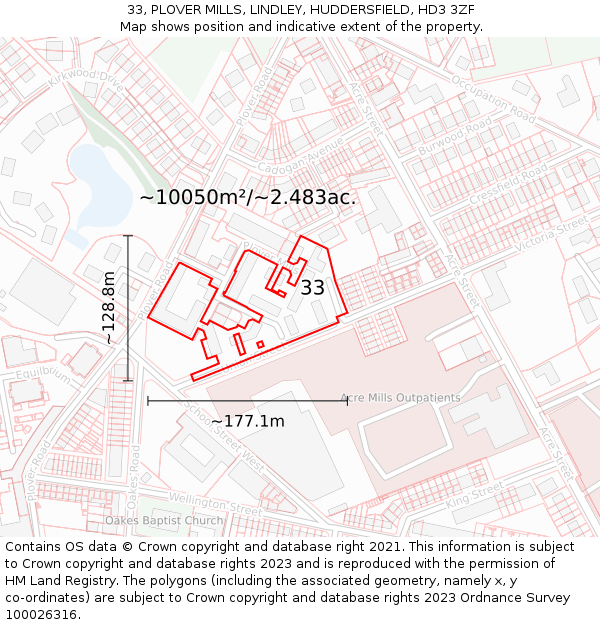 33, PLOVER MILLS, LINDLEY, HUDDERSFIELD, HD3 3ZF: Plot and title map