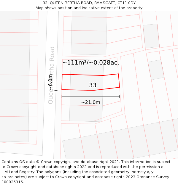 33, QUEEN BERTHA ROAD, RAMSGATE, CT11 0DY: Plot and title map