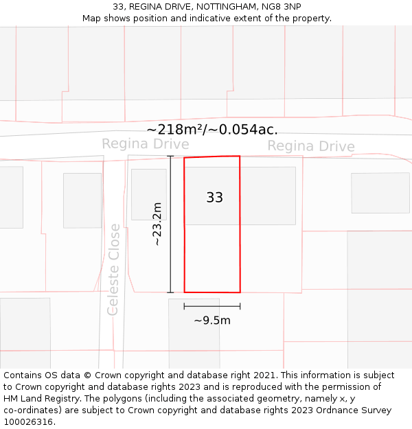 33, REGINA DRIVE, NOTTINGHAM, NG8 3NP: Plot and title map