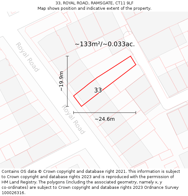 33, ROYAL ROAD, RAMSGATE, CT11 9LF: Plot and title map