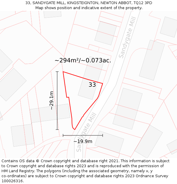 33, SANDYGATE MILL, KINGSTEIGNTON, NEWTON ABBOT, TQ12 3PD: Plot and title map