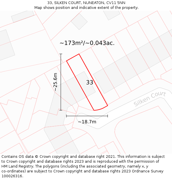 33, SILKEN COURT, NUNEATON, CV11 5NN: Plot and title map