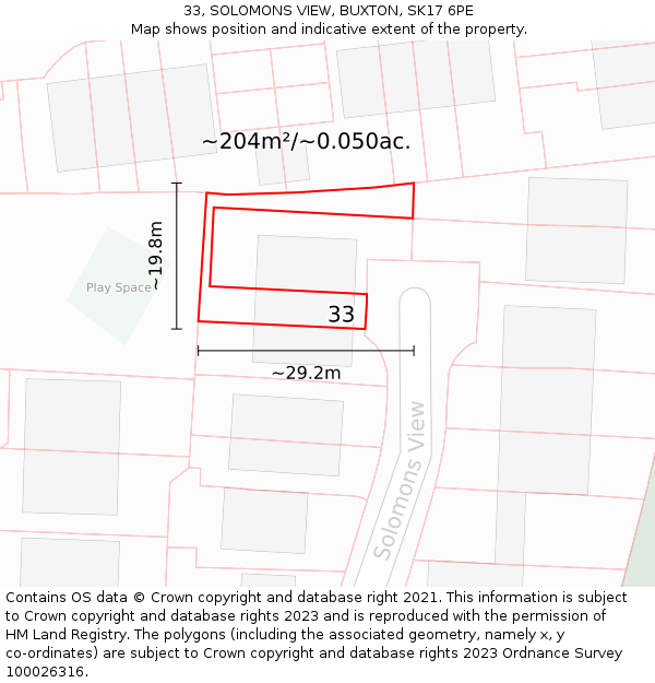 33, SOLOMONS VIEW, BUXTON, SK17 6PE: Plot and title map
