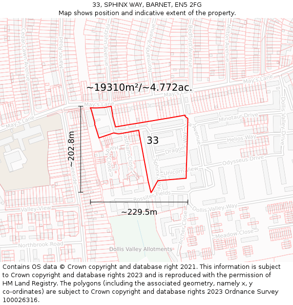 33, SPHINX WAY, BARNET, EN5 2FG: Plot and title map