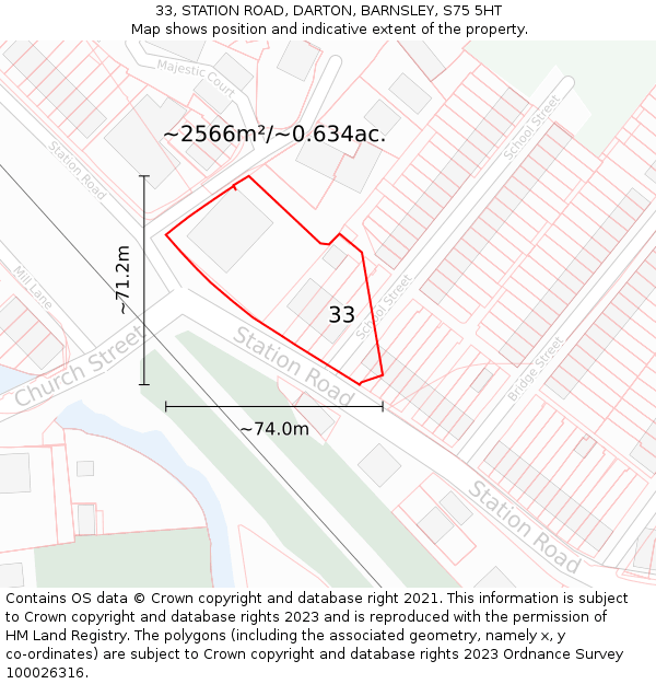 33, STATION ROAD, DARTON, BARNSLEY, S75 5HT: Plot and title map