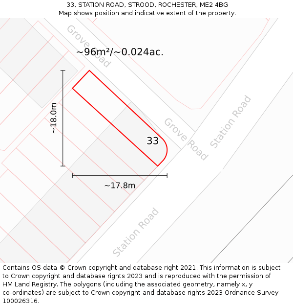33, STATION ROAD, STROOD, ROCHESTER, ME2 4BG: Plot and title map
