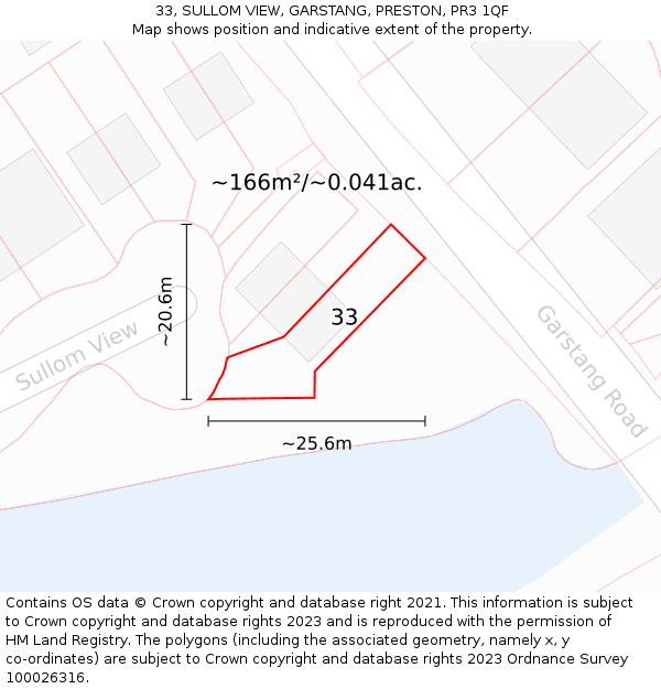 33, SULLOM VIEW, GARSTANG, PRESTON, PR3 1QF: Plot and title map