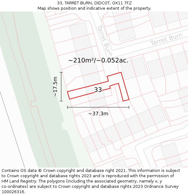 33, TARRET BURN, DIDCOT, OX11 7FZ: Plot and title map