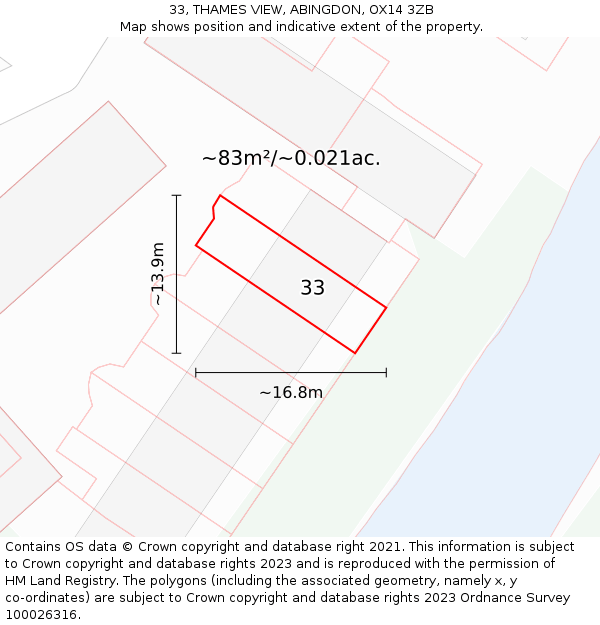 33, THAMES VIEW, ABINGDON, OX14 3ZB: Plot and title map