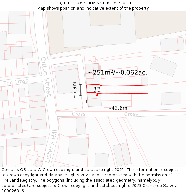 33, THE CROSS, ILMINSTER, TA19 0EH: Plot and title map