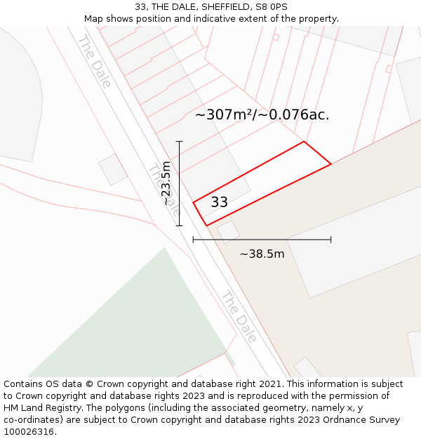 33, THE DALE, SHEFFIELD, S8 0PS: Plot and title map