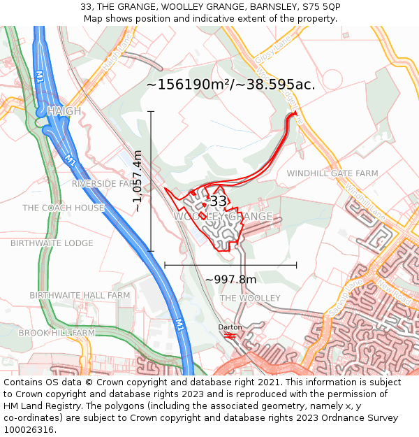 33, THE GRANGE, WOOLLEY GRANGE, BARNSLEY, S75 5QP: Plot and title map