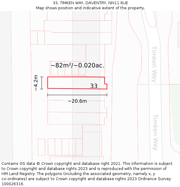 33, TIMKEN WAY, DAVENTRY, NN11 9UE: Plot and title map