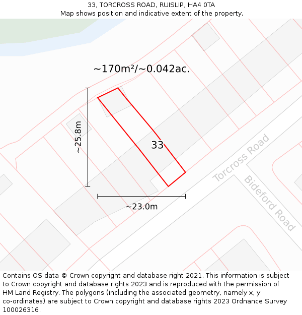 33, TORCROSS ROAD, RUISLIP, HA4 0TA: Plot and title map