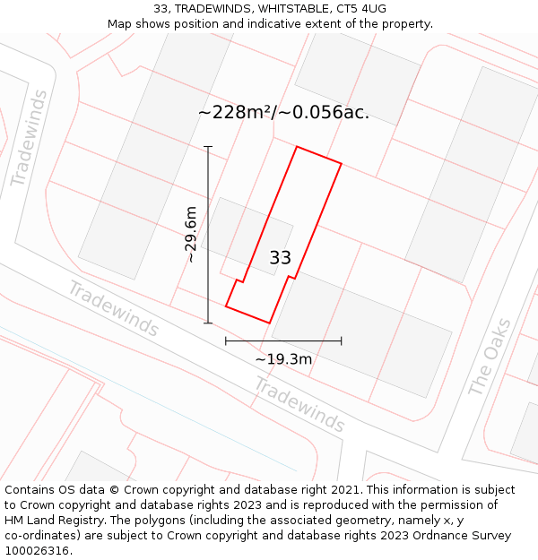 33, TRADEWINDS, WHITSTABLE, CT5 4UG: Plot and title map