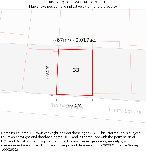 33, TRINITY SQUARE, MARGATE, CT9 1HU: Plot and title map
