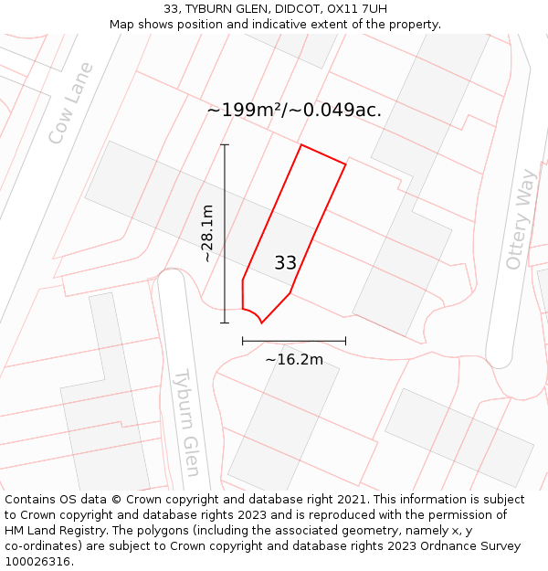 33, TYBURN GLEN, DIDCOT, OX11 7UH: Plot and title map