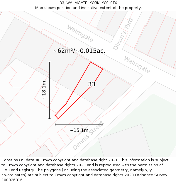 33, WALMGATE, YORK, YO1 9TX: Plot and title map