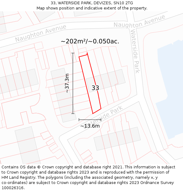 33, WATERSIDE PARK, DEVIZES, SN10 2TG: Plot and title map