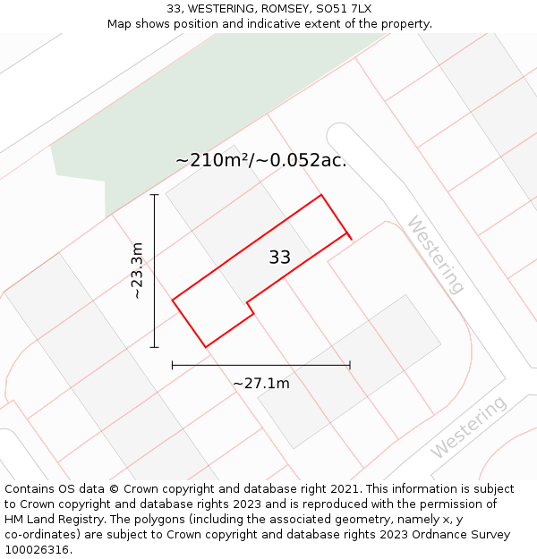 33, WESTERING, ROMSEY, SO51 7LX: Plot and title map